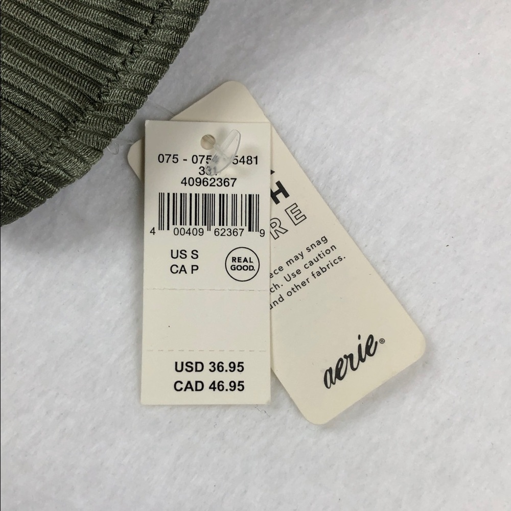 Aerie Shine Rib One Shoulder Bandeau Bikini Top Sz S (S1) - Picture 6 of 9